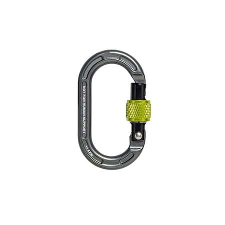 Notch Equipment Carabiner, Screw, 2.3 in. Length, Aluminum, Silver/Black 99379